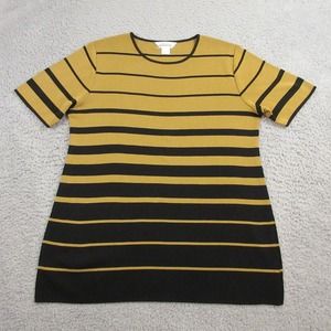Exclusively Misook Womens Knit Blouse Top size‎ XL Striped Short Sleeve Crew